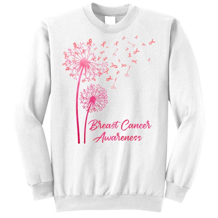 Breast Cancer Awareness Dandelion Pink Ribbon Sweatshirt