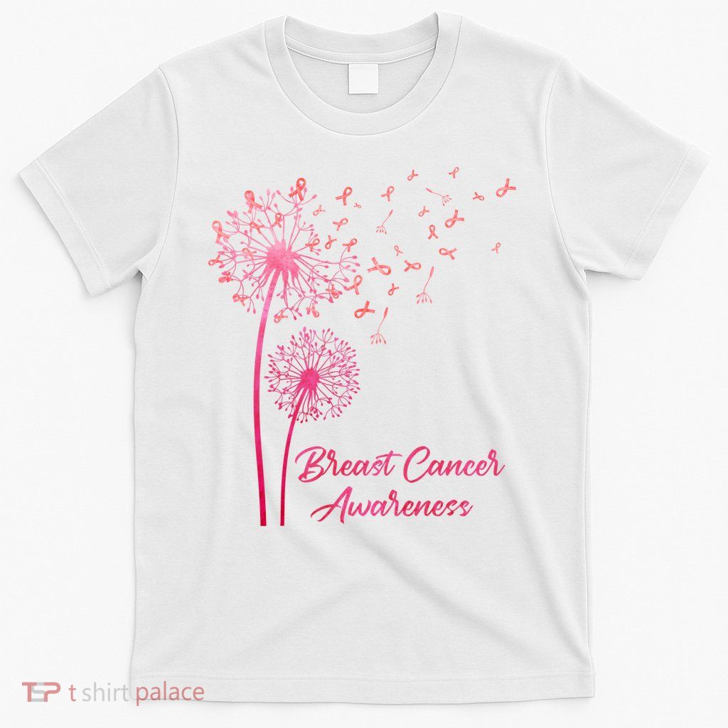 Breast Cancer Awareness Dandelion Pink Ribbon T-Shirt