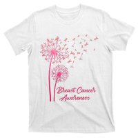 Breast Cancer Awareness Dandelion Pink Ribbon T-Shirt