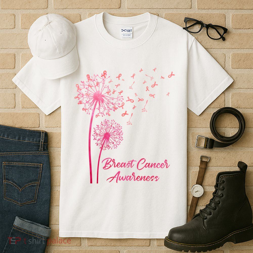 Breast Cancer Awareness Dandelion Pink Ribbon Tall T-Shirt
