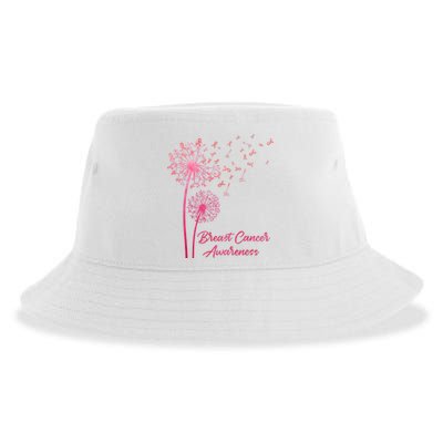 Breast Cancer Awareness Dandelion Pink Ribbon Sustainable Bucket Hat