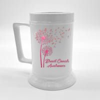 Breast Cancer Awareness Dandelion Pink Ribbon Beer Stein