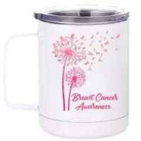 Breast Cancer Awareness Dandelion Pink Ribbon 12 oz Stainless Steel Tumbler Cup