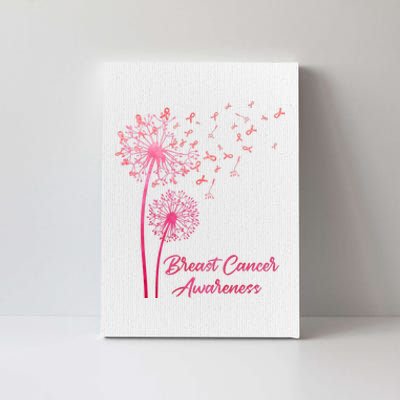 Breast Cancer Awareness Dandelion Pink Ribbon Canvas