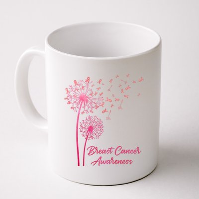 Breast Cancer Awareness Dandelion Pink Ribbon Coffee Mug