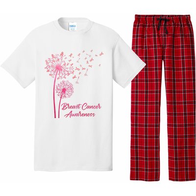 Breast Cancer Awareness Dandelion Pink Ribbon Pajama Set