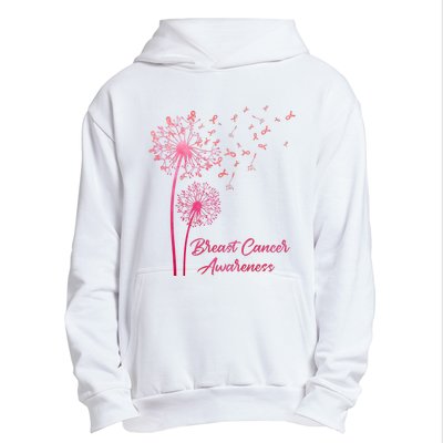 Breast Cancer Awareness Dandelion Pink Ribbon Urban Pullover Hoodie