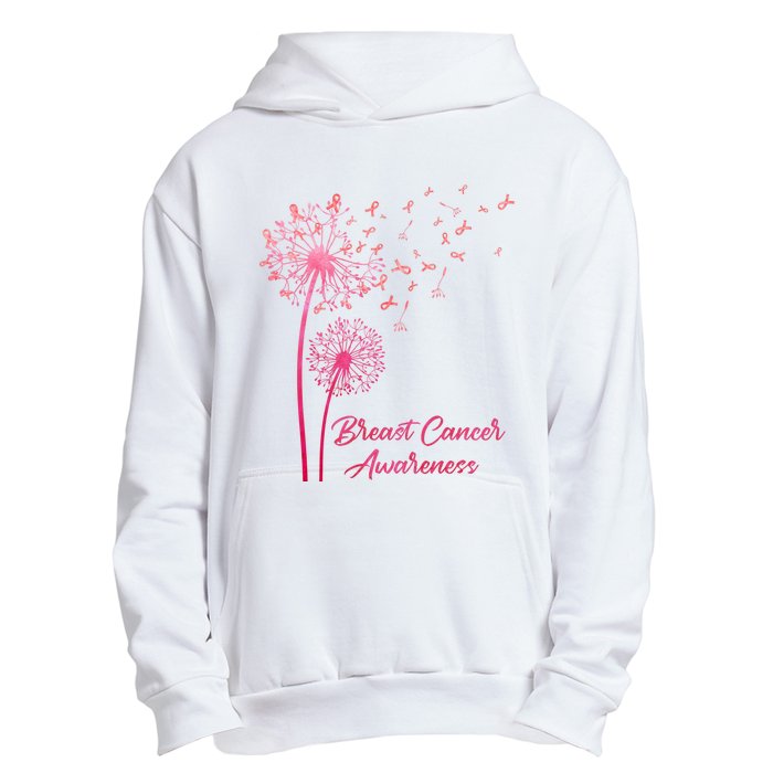 Breast Cancer Awareness Dandelion Pink Ribbon Urban Pullover Hoodie