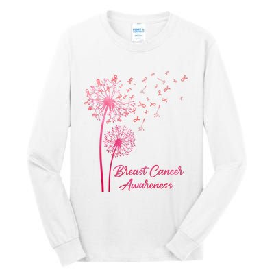 Breast Cancer Awareness Dandelion Pink Ribbon Tall Long Sleeve T-Shirt