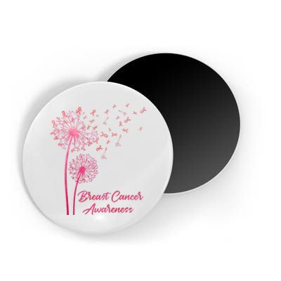 Breast Cancer Awareness Dandelion Pink Ribbon Magnet