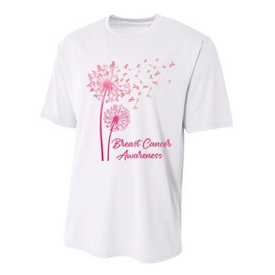 Breast Cancer Awareness Dandelion Pink Ribbon Performance Sprint T-Shirt