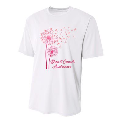 Breast Cancer Awareness Dandelion Pink Ribbon Youth Performance Sprint T-Shirt