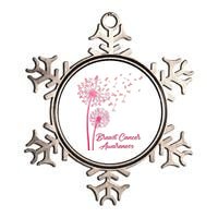 Breast Cancer Awareness Dandelion Pink Ribbon Metallic Star Ornament