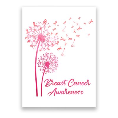 Breast Cancer Awareness Dandelion Pink Ribbon Poster