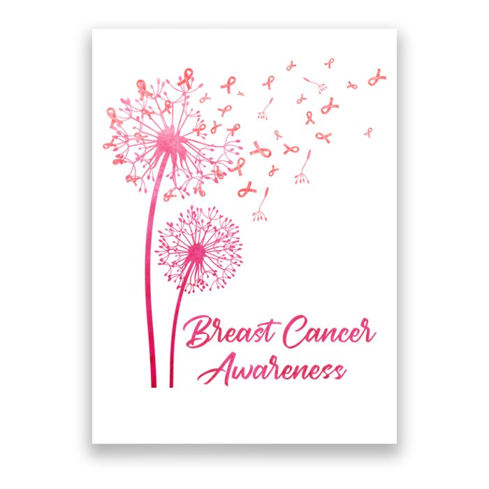 Breast Cancer Awareness Dandelion Pink Ribbon Poster