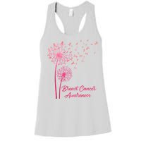 Breast Cancer Awareness Dandelion Pink Ribbon Women's Racerback Tank