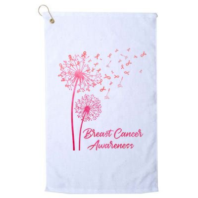 Breast Cancer Awareness Dandelion Pink Ribbon Platinum Collection Golf Towel