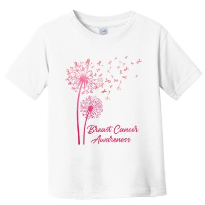 Breast Cancer Awareness Dandelion Pink Ribbon Toddler T-Shirt