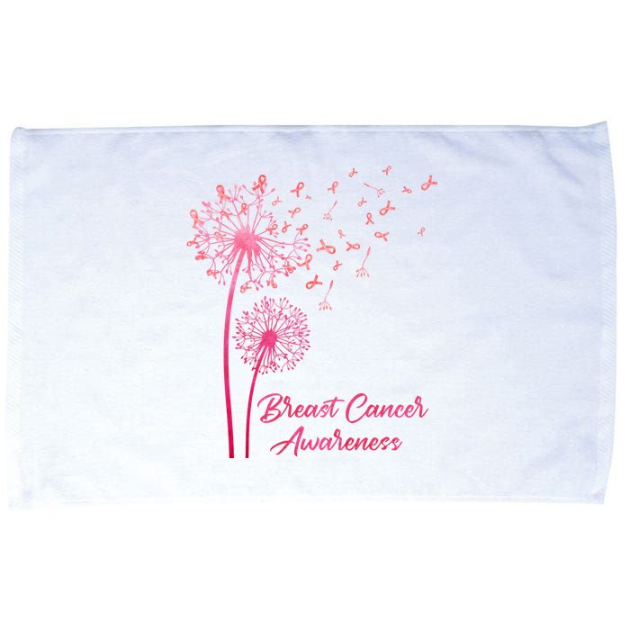 Breast Cancer Awareness Dandelion Pink Ribbon Microfiber Hand Towel