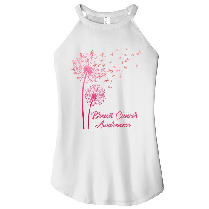 Breast Cancer Awareness Dandelion Pink Ribbon Women's Perfect Tri Rocker Tank