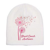 Breast Cancer Awareness Dandelion Pink Ribbon Short Acrylic Beanie