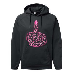 Breast Cancer Awareness FCK Breast Cancer Finger Performance Fleece Hoodie