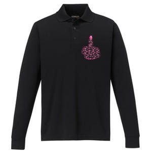 Breast Cancer Awareness FCK Breast Cancer Finger Performance Long Sleeve Polo