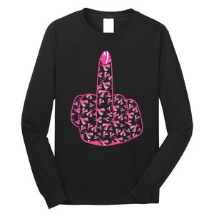 Breast Cancer Awareness FCK Breast Cancer Finger Long Sleeve Shirt