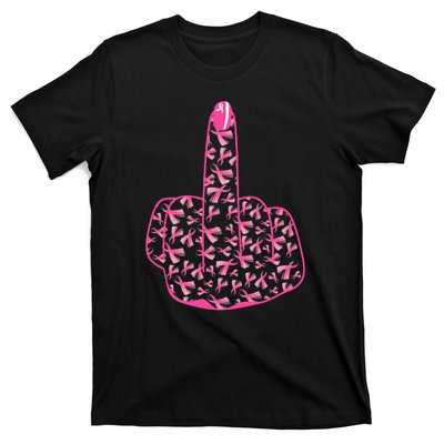 Breast Cancer Awareness FCK Breast Cancer Finger T-Shirt