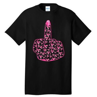 Breast Cancer Awareness FCK Breast Cancer Finger Tall T-Shirt