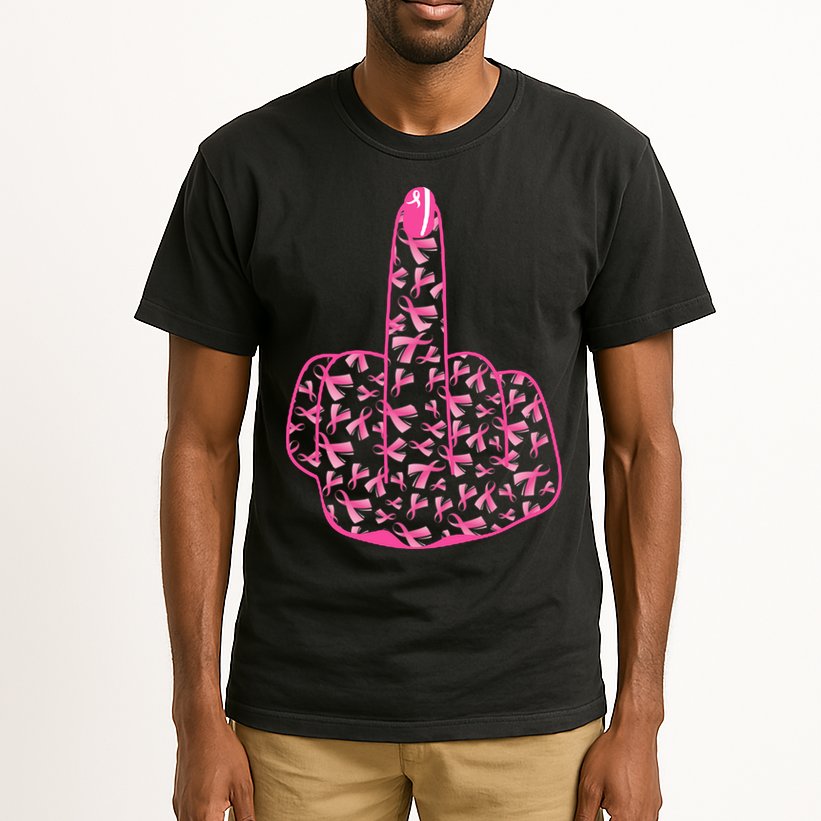 Breast Cancer Awareness FCK Breast Cancer Finger Tall T-Shirt