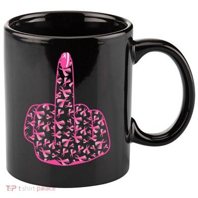 Breast Cancer Awareness FCK Breast Cancer Finger 11oz C Handle Ceramic Mug