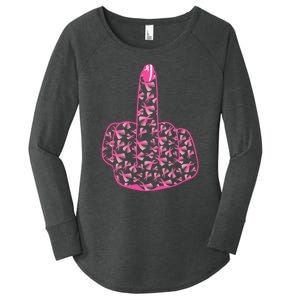 Breast Cancer Awareness FCK Breast Cancer Finger Women's Perfect Tri Tunic Long Sleeve Shirt