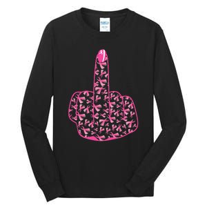 Breast Cancer Awareness FCK Breast Cancer Finger Tall Long Sleeve T-Shirt