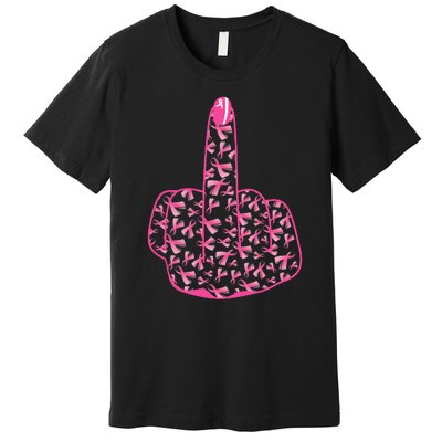 Breast Cancer Awareness FCK Breast Cancer Finger Premium T-Shirt