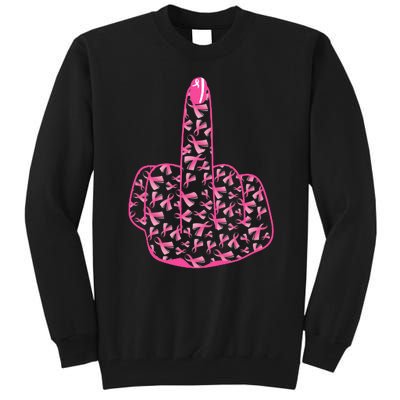 Breast Cancer Awareness FCK Breast Cancer Finger Tall Sweatshirt