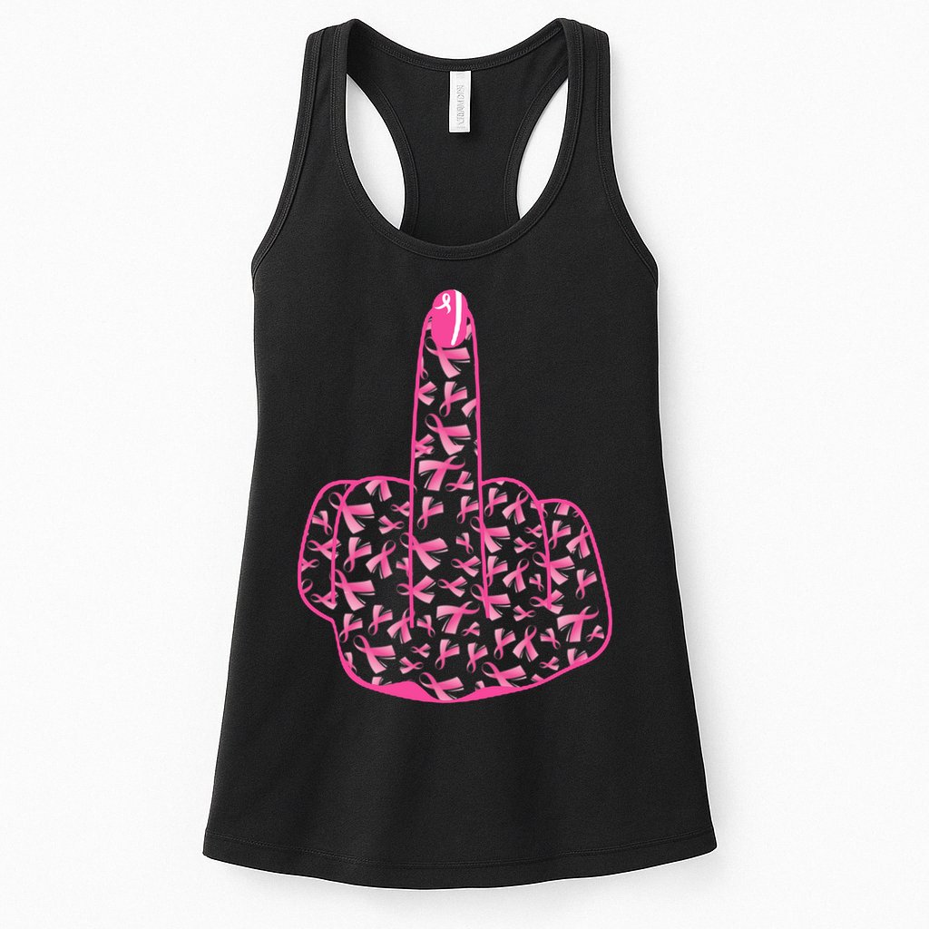 Breast Cancer Awareness FCK Breast Cancer Finger Womens Tank Top