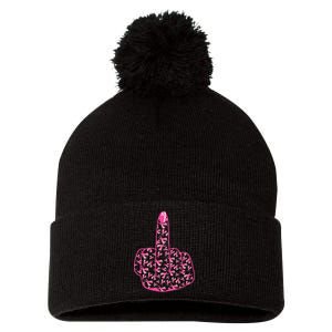 Breast Cancer Awareness FCK Breast Cancer Finger Pom Pom 12in Knit Beanie