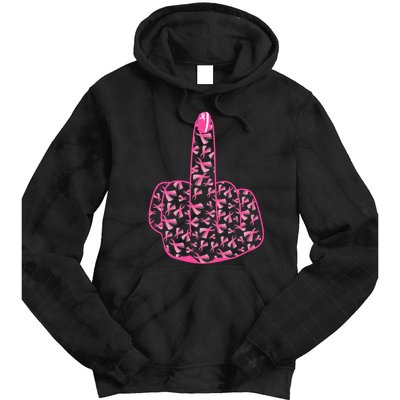 Breast Cancer Awareness FCK Breast Cancer Finger Tie Dye Hoodie