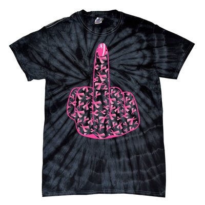 Breast Cancer Awareness FCK Breast Cancer Finger Tie-Dye T-Shirt