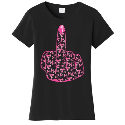 Breast Cancer Awareness FCK Breast Cancer Finger Women's T-Shirt