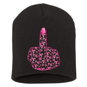 Breast Cancer Awareness FCK Breast Cancer Finger Short Acrylic Beanie