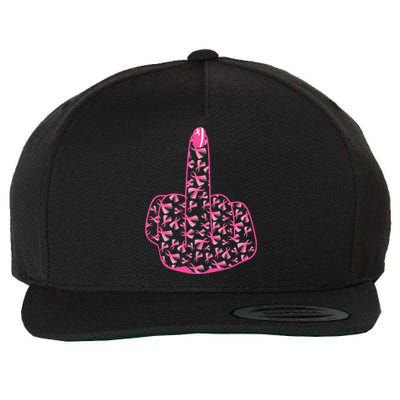 Breast Cancer Awareness FCK Breast Cancer Finger Wool Snapback Cap