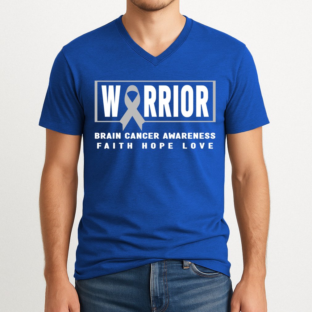 Brain Cancer Awareness Gift Funny Gift Brain Cancer Warrior Cool Gift V-Neck T-Shirt