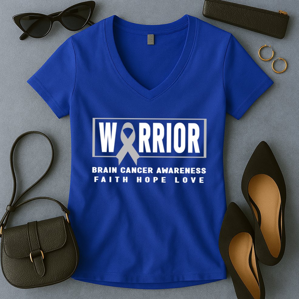 Brain Cancer Awareness Gift Funny Gift Brain Cancer Warrior Cool Gift Women's V-Neck T-Shirt