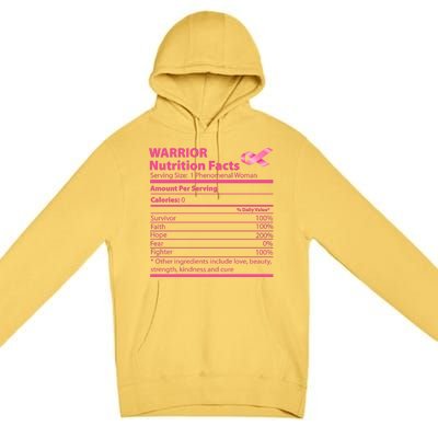 Breast Cancer Awareness Warrior Nutrition Facts Faith Hope Premium Pullover Hoodie