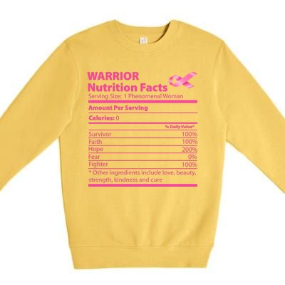 Breast Cancer Awareness Warrior Nutrition Facts Faith Hope Premium Crewneck Sweatshirt