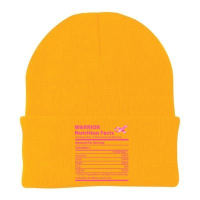 Breast Cancer Awareness Warrior Nutrition Facts Faith Hope Knit Cap Winter Beanie