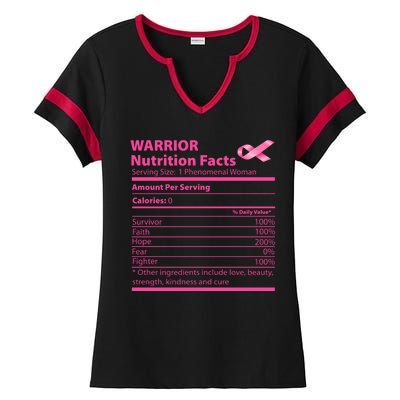 Breast Cancer Awareness Warrior Nutrition Facts Faith Hope Ladies Halftime Notch Neck Tee