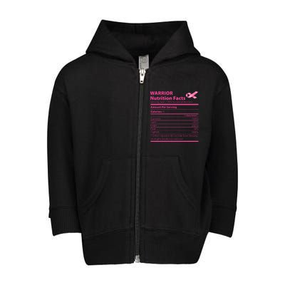 Breast Cancer Awareness Warrior Nutrition Facts Faith Hope Toddler Zip Fleece Hoodie